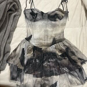 Fashion Nova Black and Gray Mini Dress